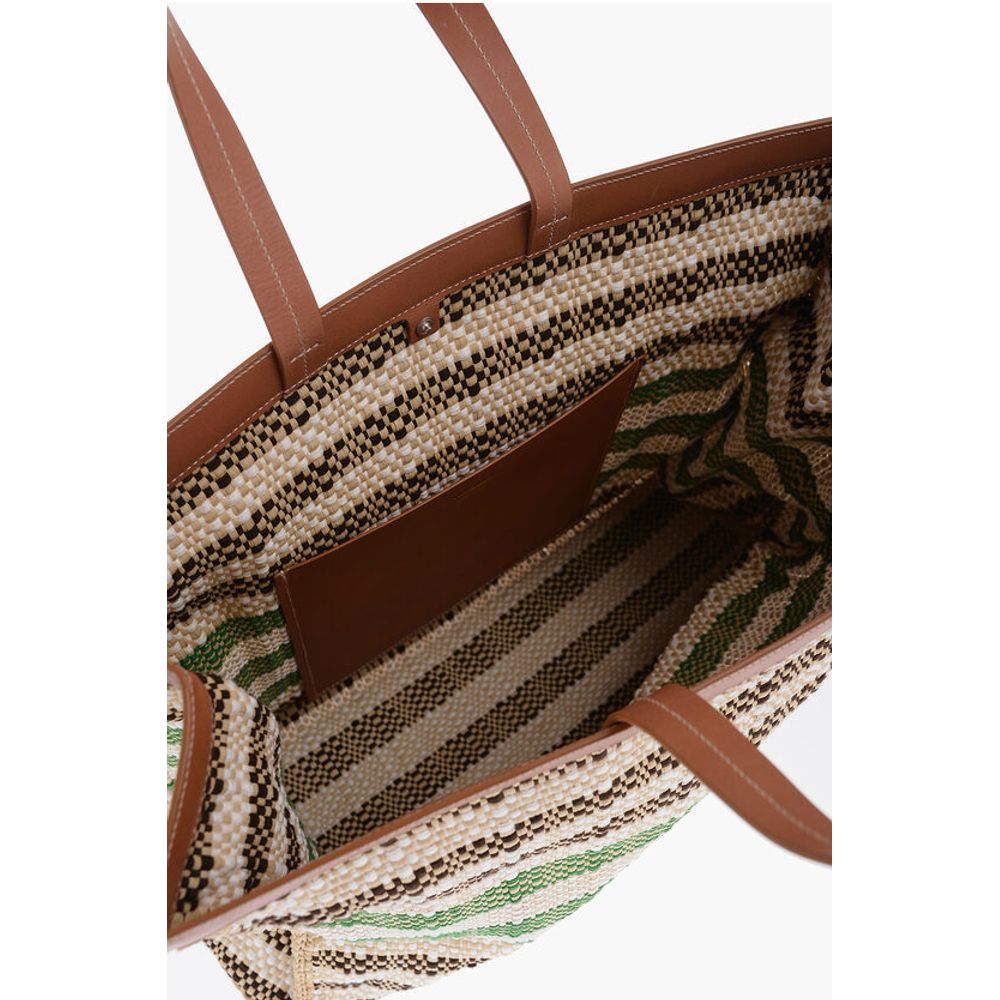 Jil Sander Beige Raffia Tote Bag