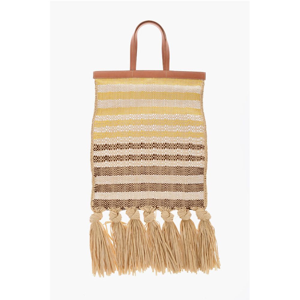 Jil Sander Yellow Raffia Tote Bag