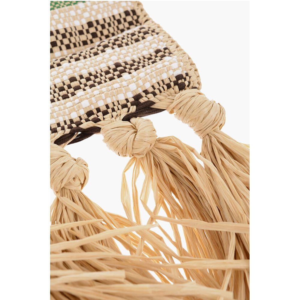 Jil Sander Green Raffia Tote Bag