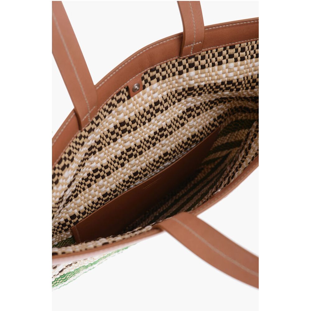 Jil Sander Green Raffia Tote Bag
