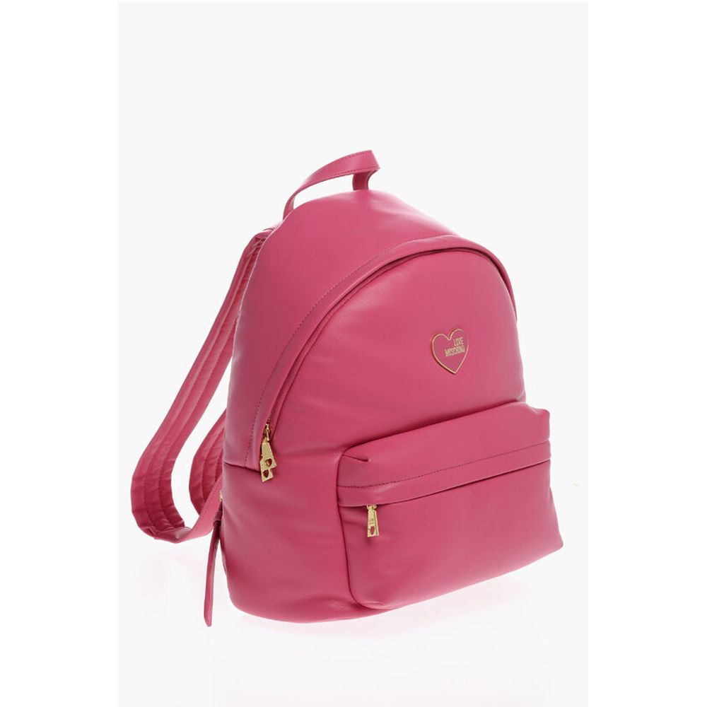 Moschino LOVE Faux Leather Backpack with Metal Heart