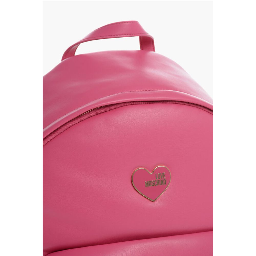 Moschino LOVE Faux Leather Backpack with Metal Heart