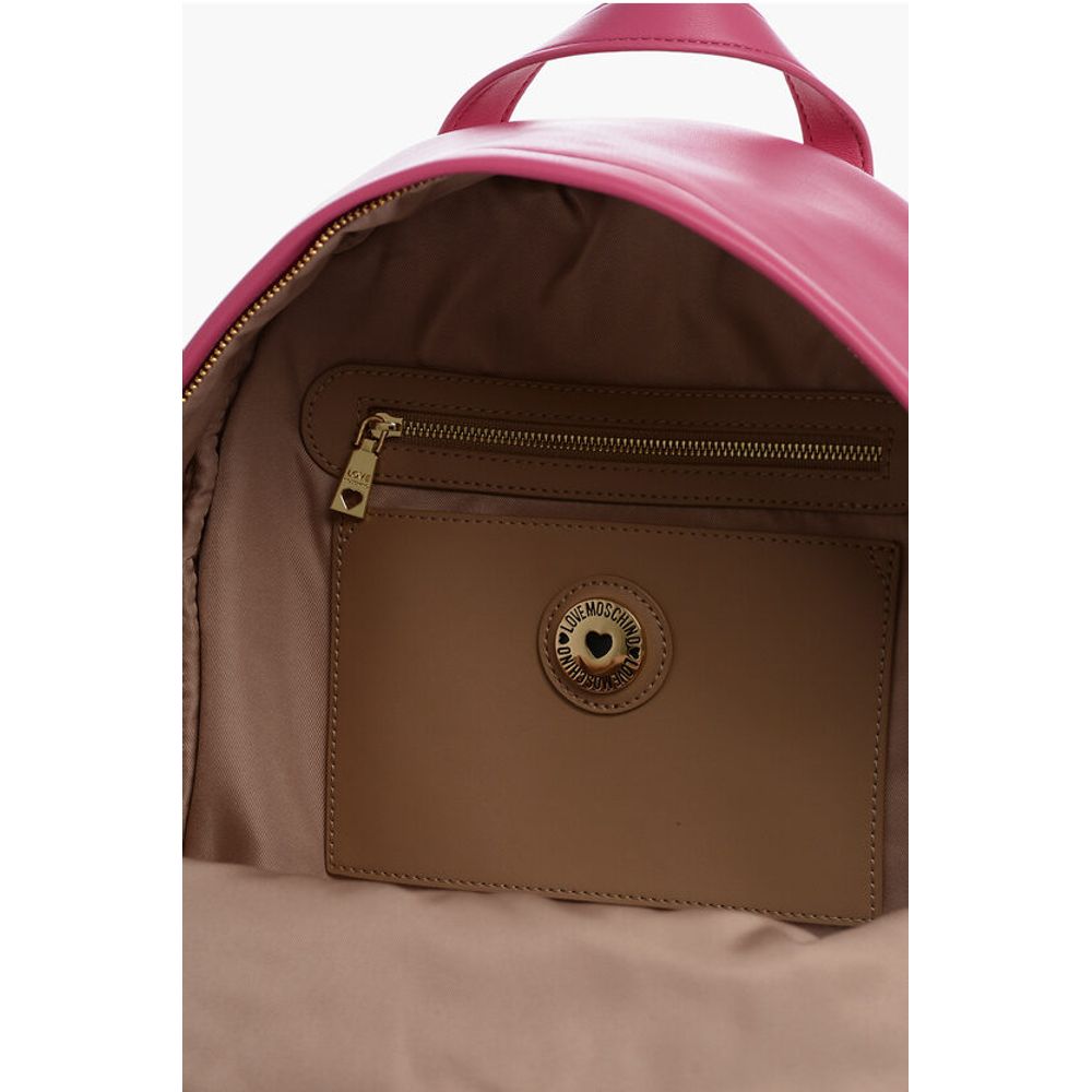 Moschino LOVE Faux Leather Backpack with Metal Heart