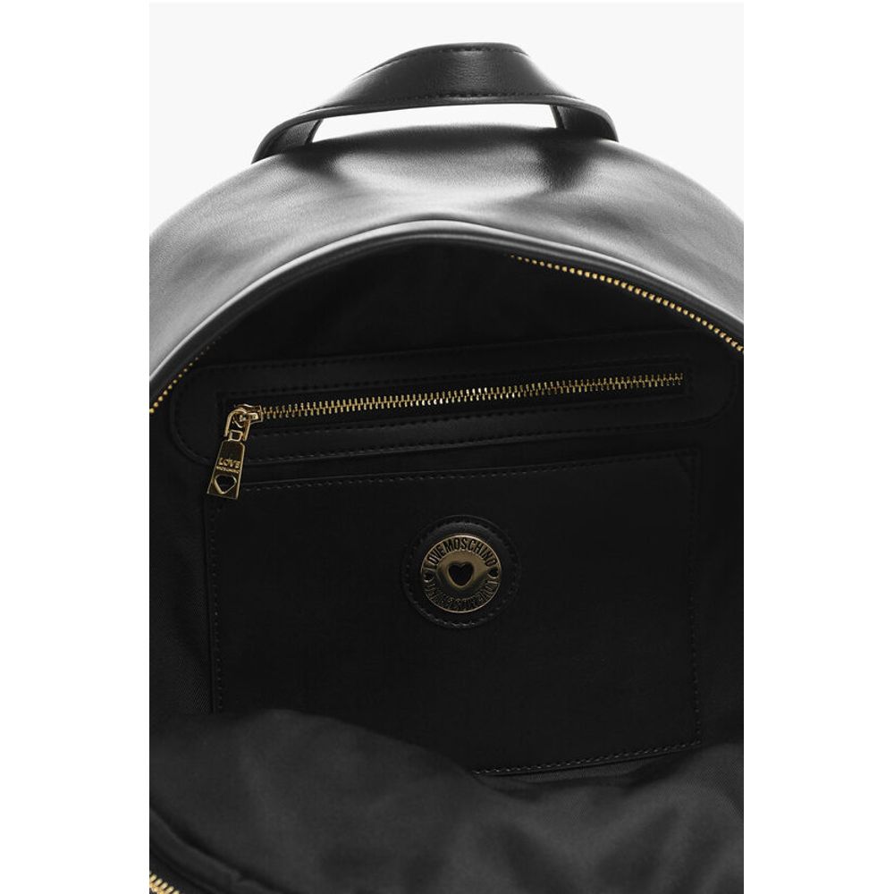 Moschino LOVE Faux Leather Backpack with Metal Heart