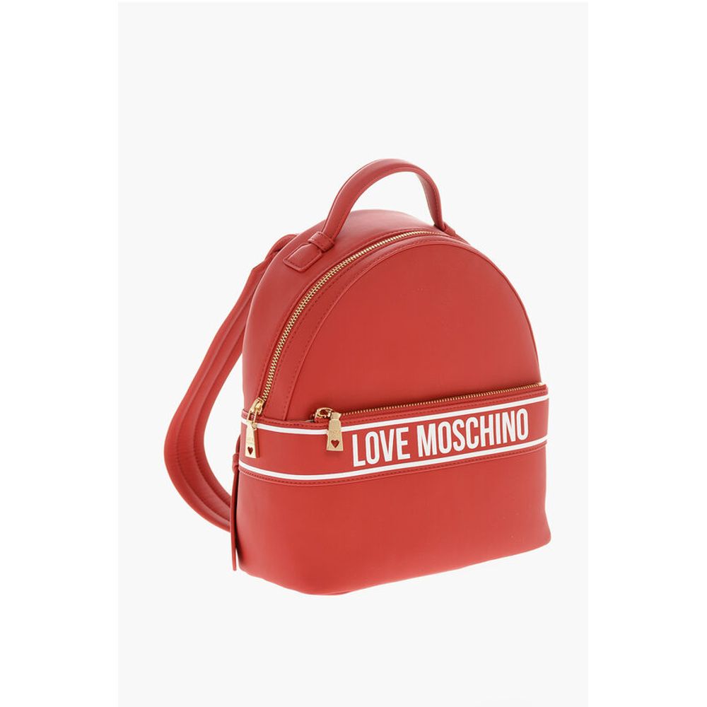 Moschino LOVE Faux Leather Backpack with Printed Contrasting Logo