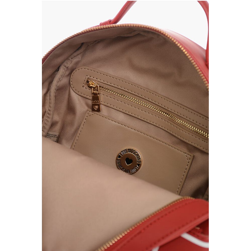 Moschino LOVE Faux Leather Backpack with Printed Contrasting Logo