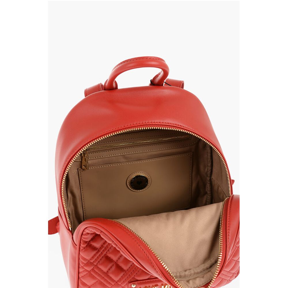 Moschino LOVE Quilted Faux Leather Backpack with Golden Logo