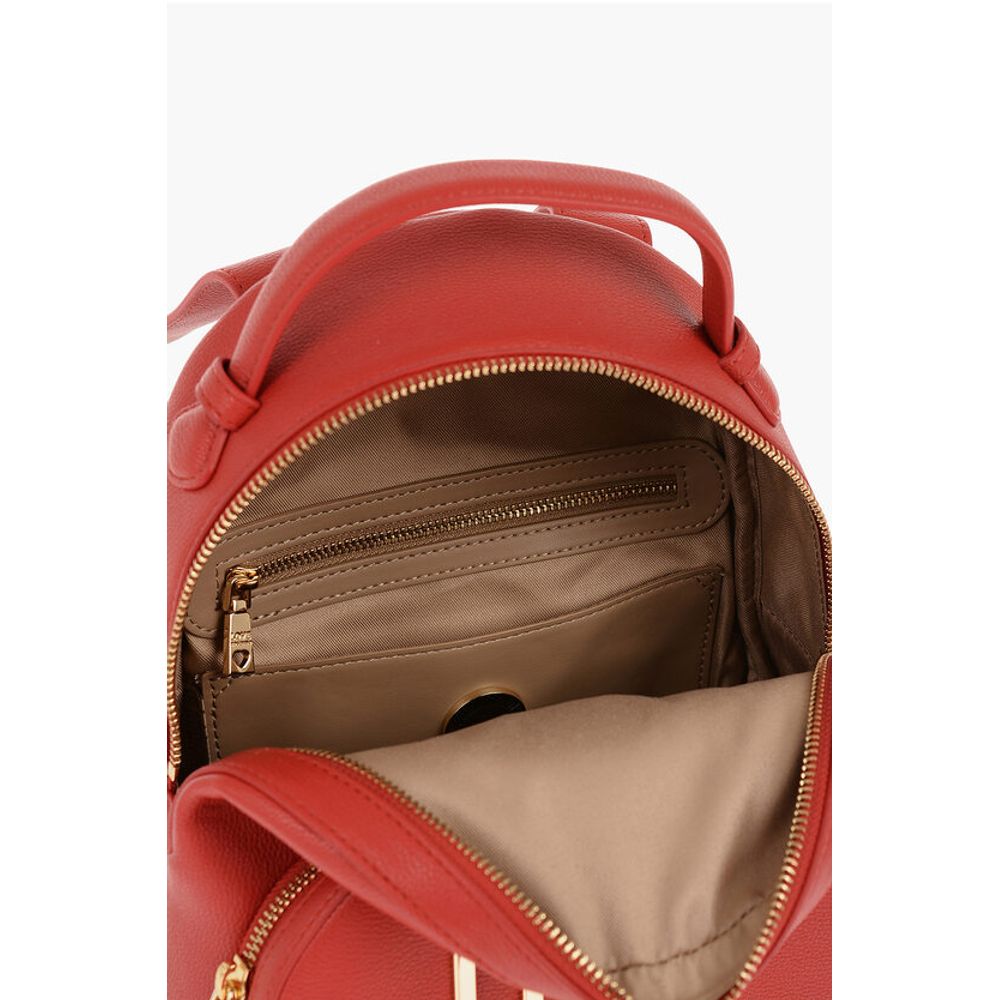 Moschino LOVE Solid Color Faux Leather Backpack with Golden Logo
