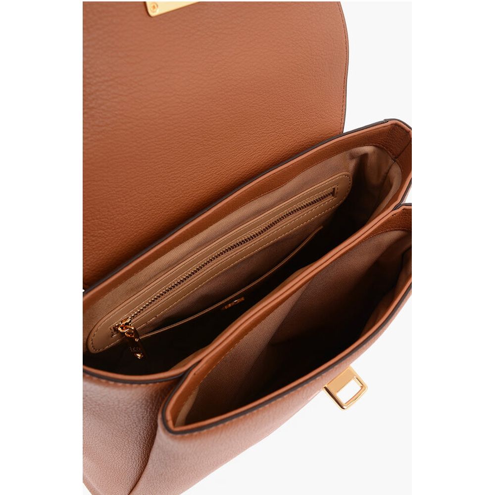Moschino LOVE Solid Color Faux Leather Backpack with Golden Logo