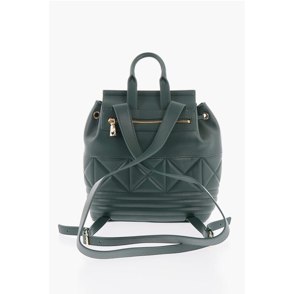 Moschino LOVE Quilted Faux Leather Backpack with Metal Golden Logo