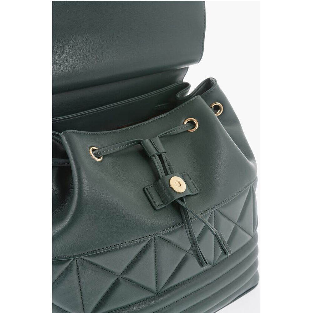 Moschino LOVE Quilted Faux Leather Backpack with Metal Golden Logo