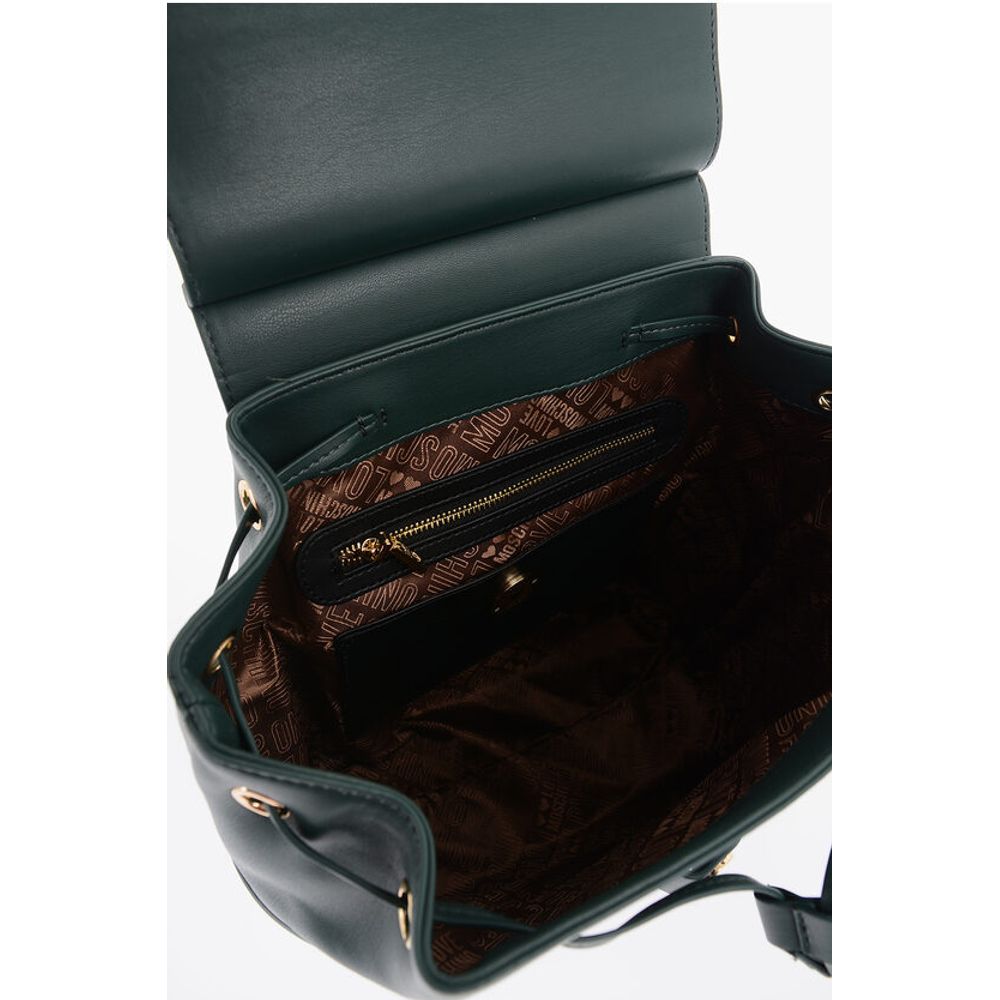 Moschino LOVE Quilted Faux Leather Backpack with Metal Golden Logo