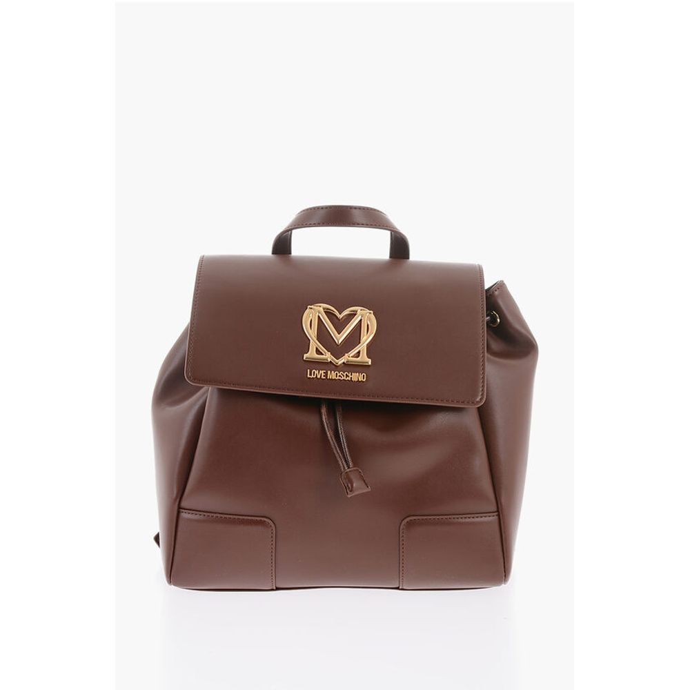 Moschino LOVE Faux Leather Backpack with Golden Logo
