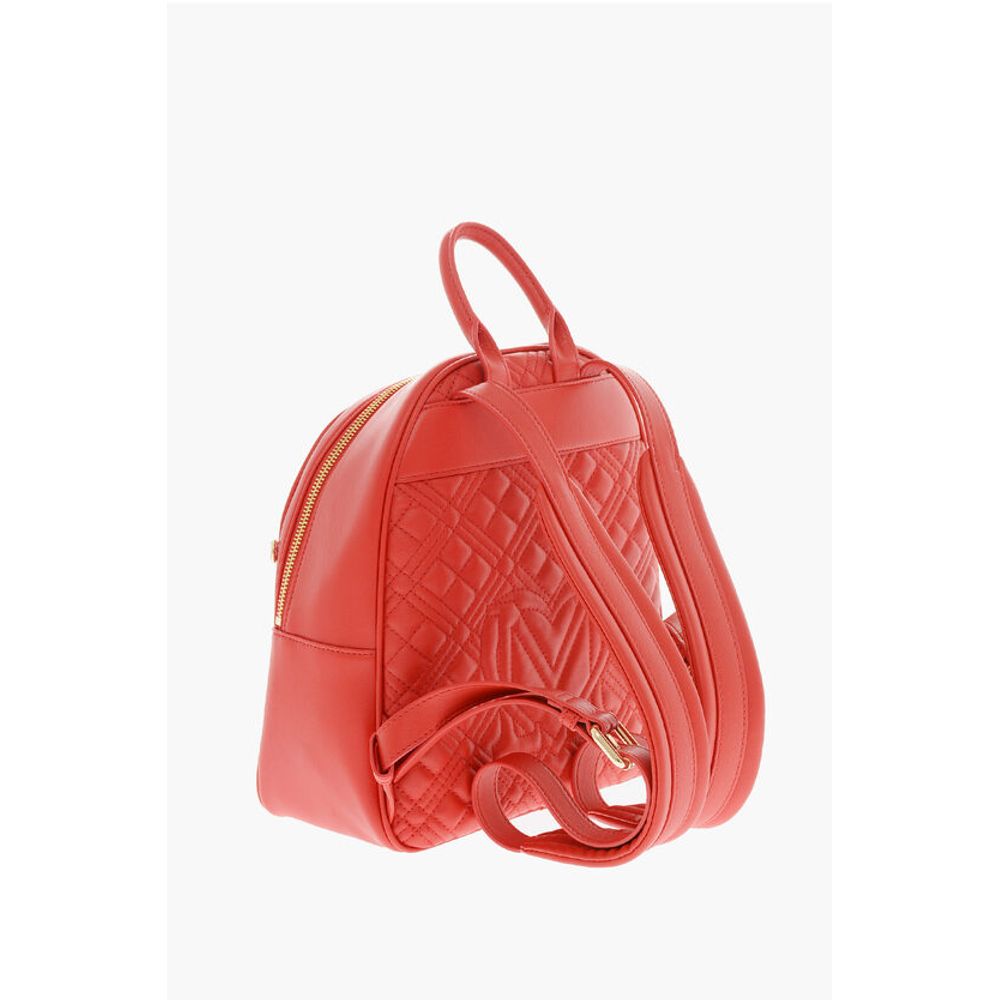Moschino LOVE Quilted Faux Leather Backpack with Matched Pouch