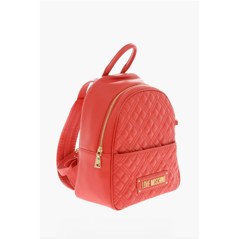 Moschino LOVE Quilted Faux Leather Backpack with Matched Pouch
