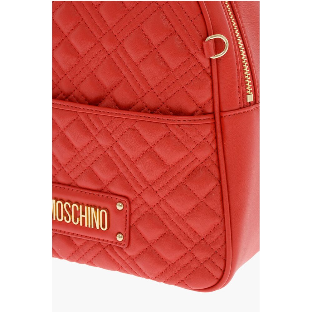 Moschino LOVE Quilted Faux Leather Backpack with Matched Pouch