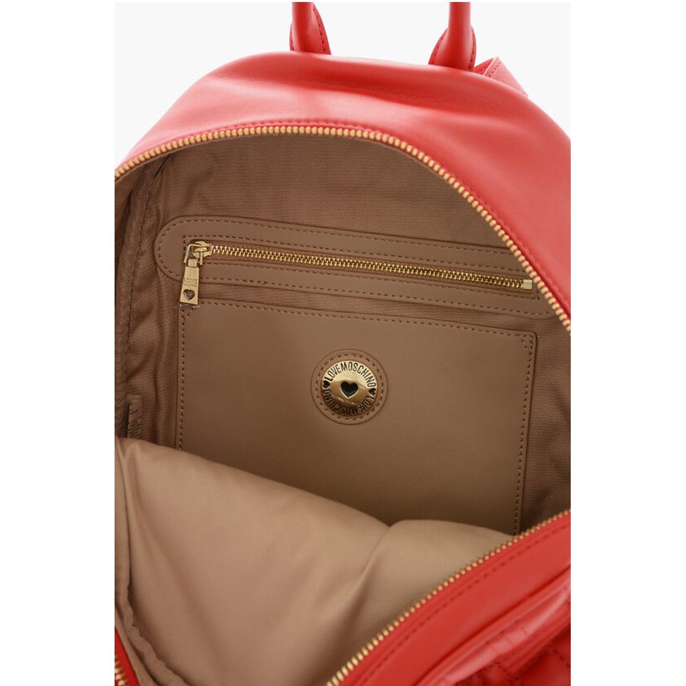 Moschino LOVE Quilted Faux Leather Backpack with Matched Pouch