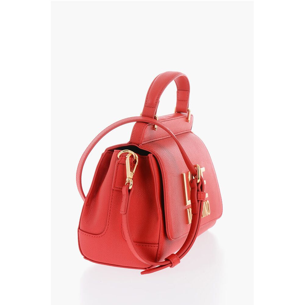 Moschino LOVE Faux Leather Shoulder Bag with Golden Maxi Logo