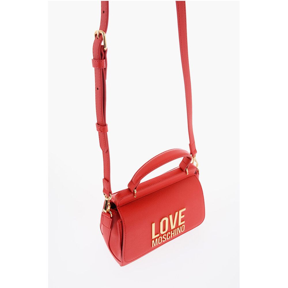 Moschino LOVE Faux Leather Shoulder Bag with Golden Maxi Logo
