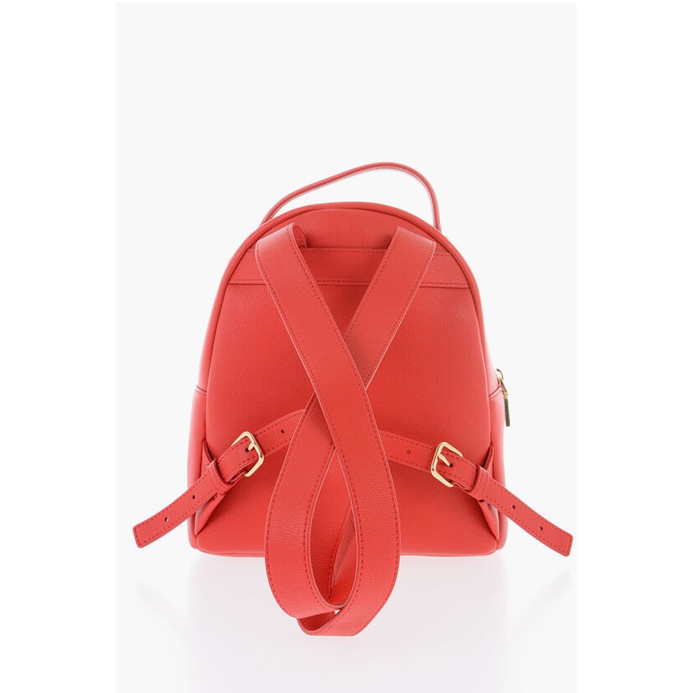 Moschino LOVE Faux Leather Backpack with with Golden Logo-Plaque