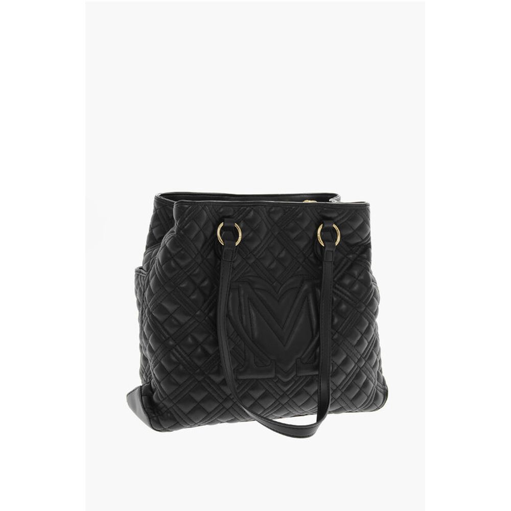 Moschino LOVE Quilted Faux Leather Tote Bag with Matching Pouch