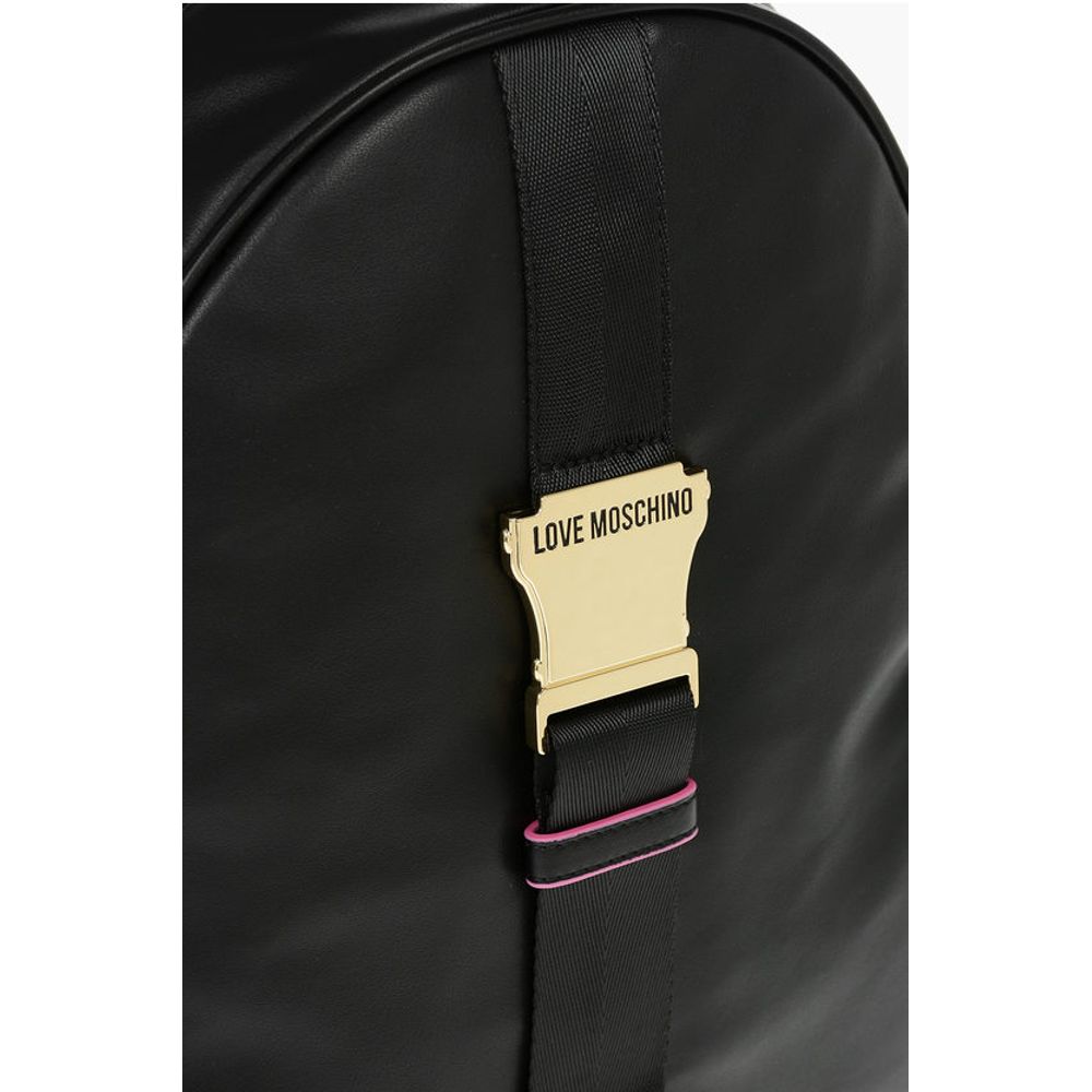Moschino LOVE Logoed Shoulder Strap Faux Leather SAFETY Backpack