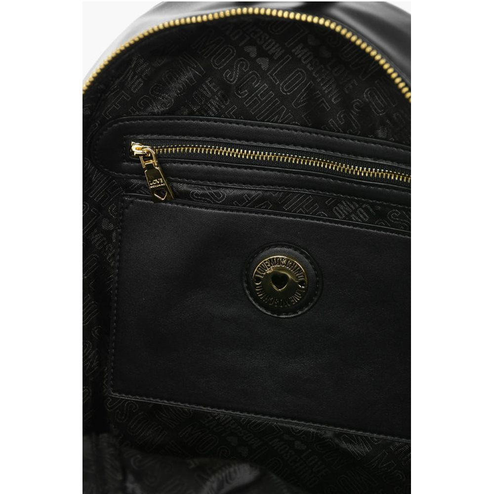Moschino LOVE Logoed Shoulder Strap Faux Leather SAFETY Backpack
