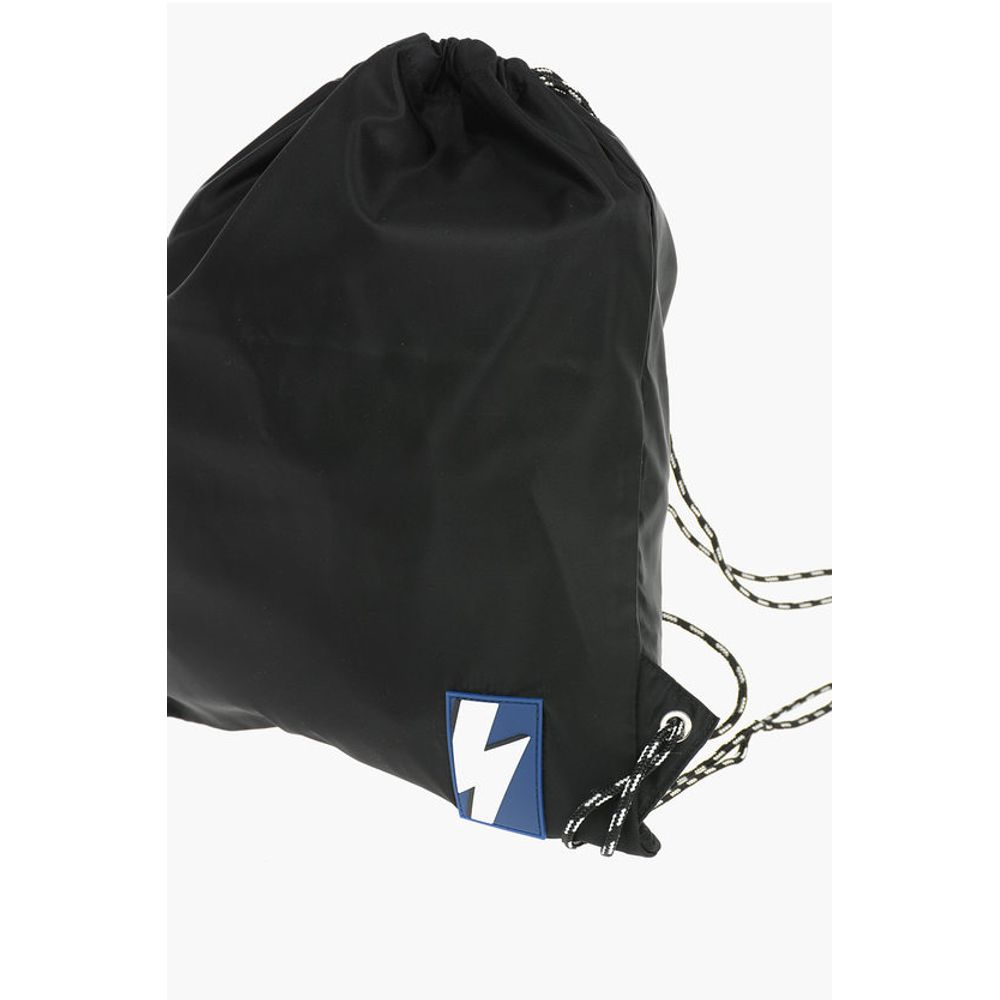 Neil Barrett solid color drawstring backpack with two-tone laces
