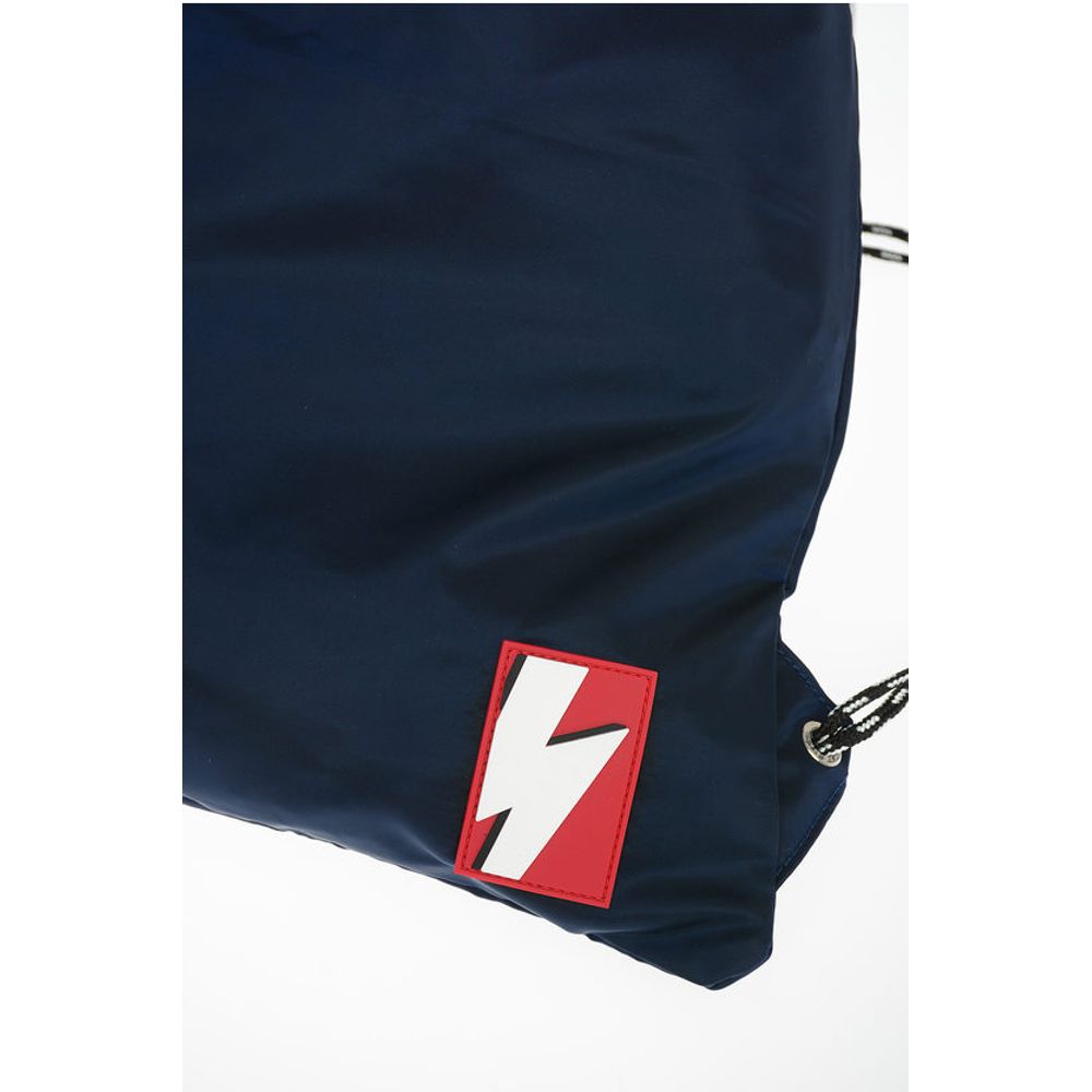 Neil Barrett solid color drawstring backpack with two-tone laces