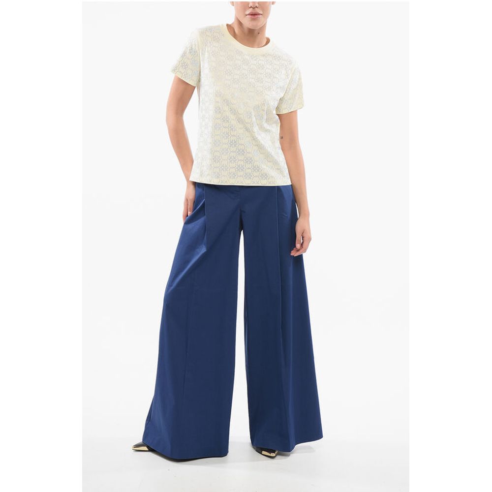 PINKO All-Over Rhinestone Cotton QUENTIN Crew-neck T-shirt