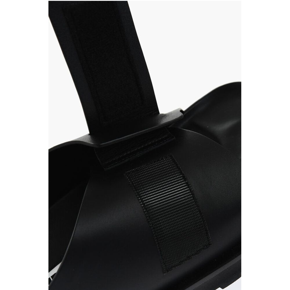 Jil Sander Leather Slides With Strap Closure