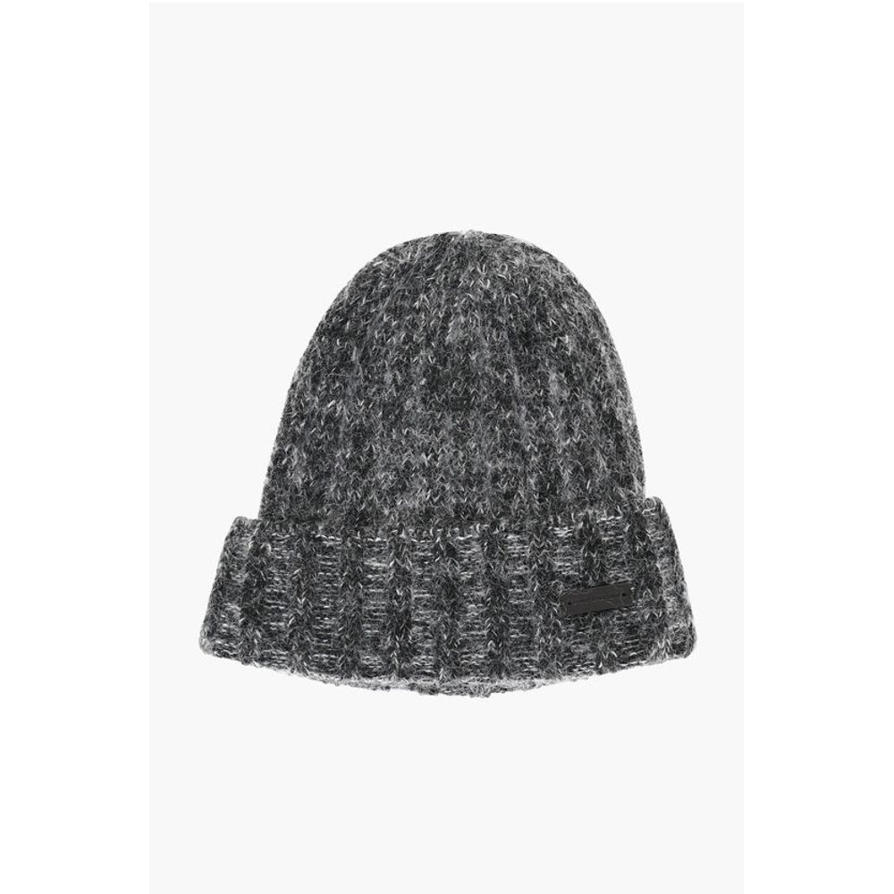 Saint Laurent Wool Blend Beanie with Logo Patch