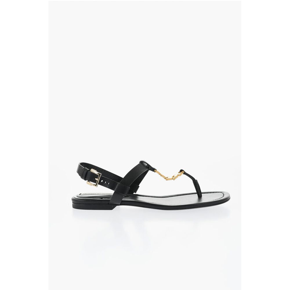 Victoria Beckham Leather Thong Sandals with Goldene Effect Detail