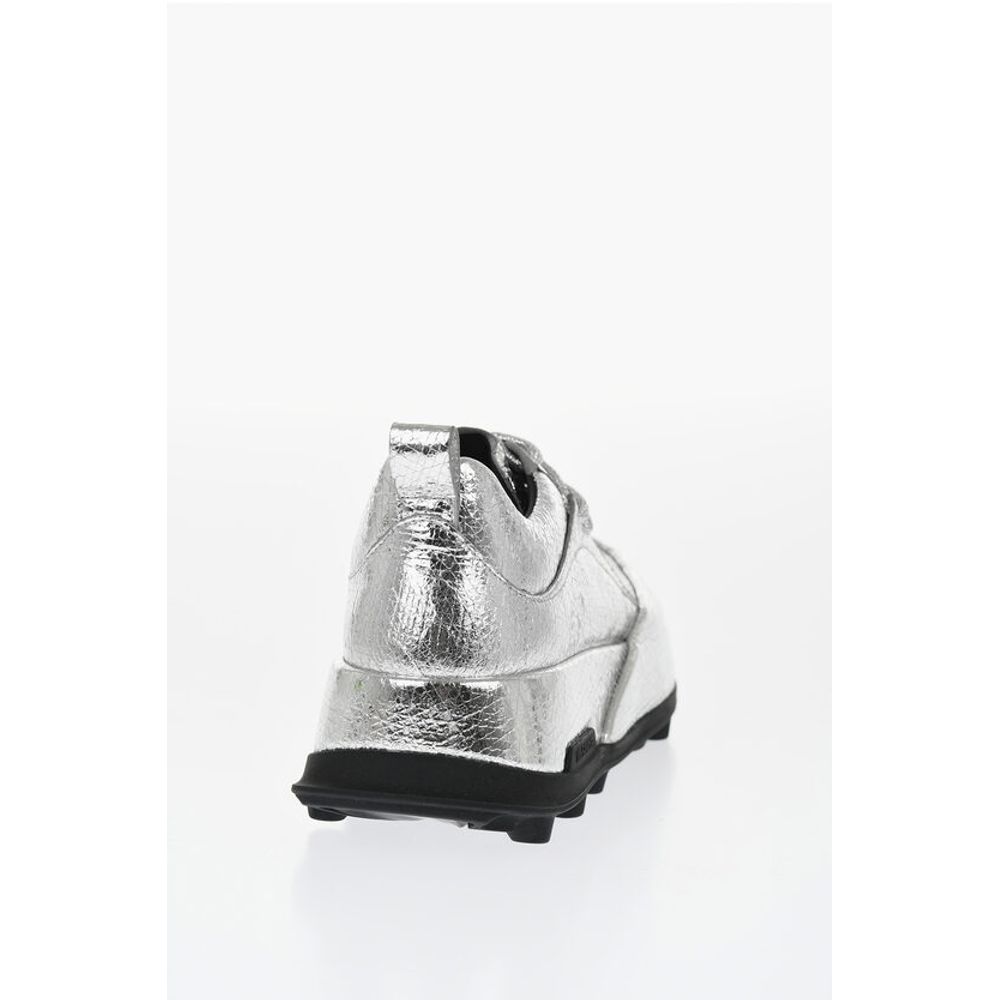 Jil Sander Textured Lamè Leather Lcae-up Sneakers