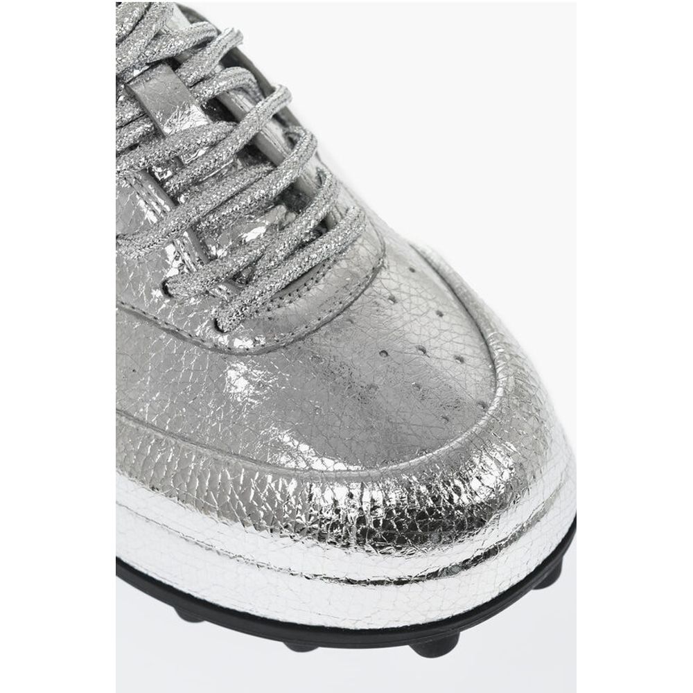 Jil Sander Textured Lamè Leather Lcae-up Sneakers