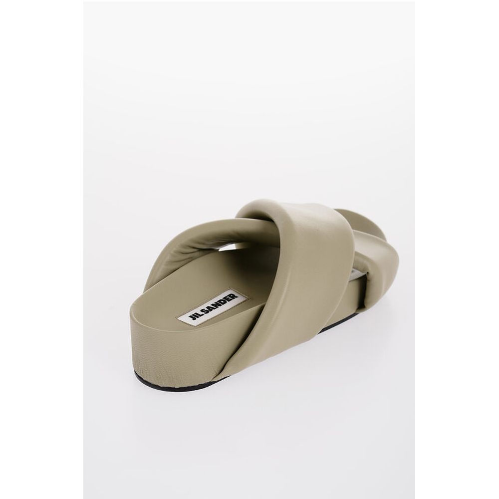 Jil Sander Criss Cross Designed Leather Sandals