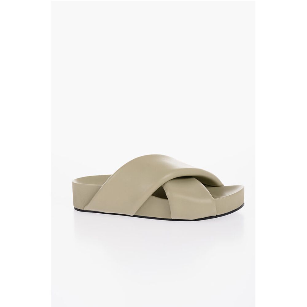 Jil Sander Criss Cross Designed Leather Sandals