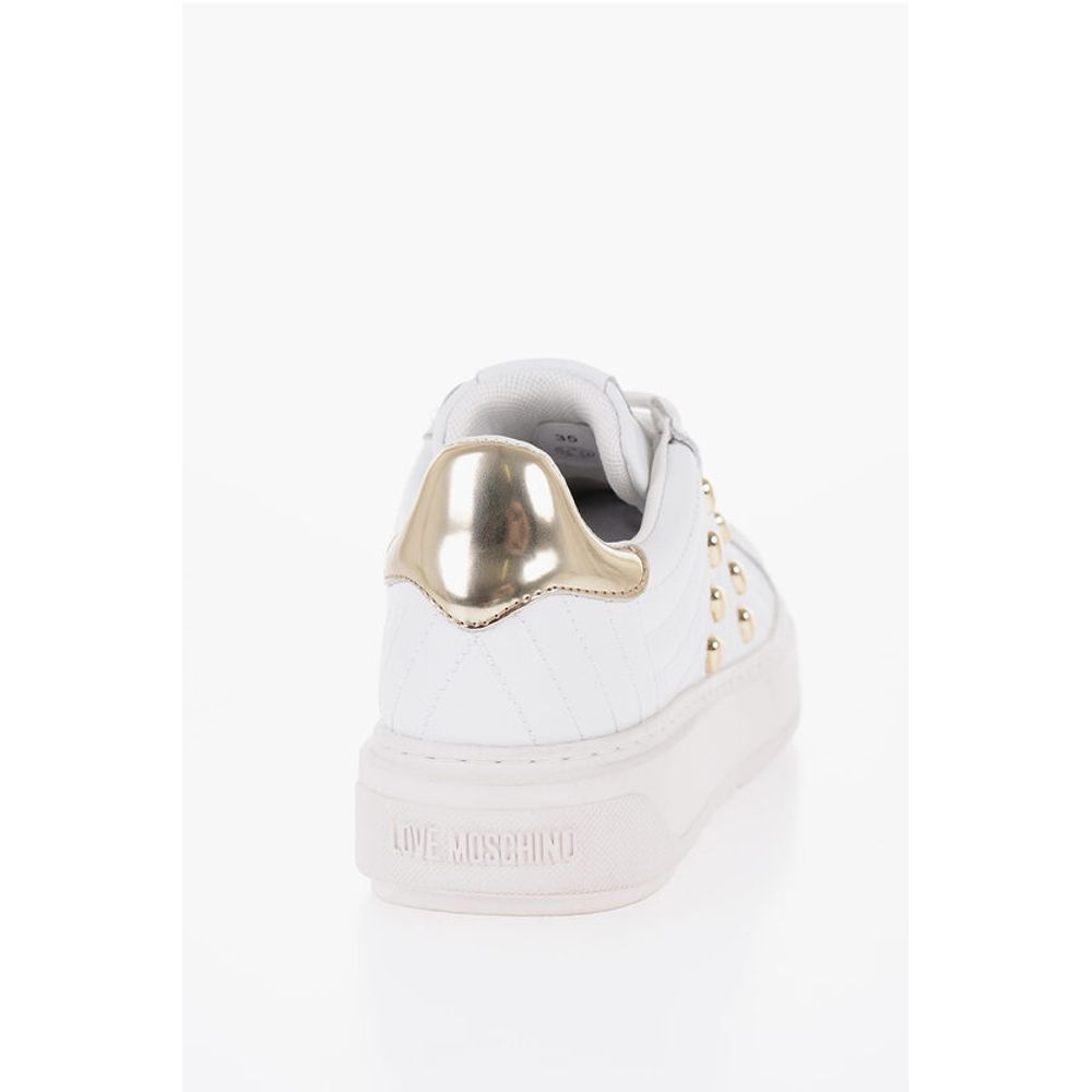 Moschino LOVE Quilted Leather BOLD40 Low-Top Sneakers with Golden Eff