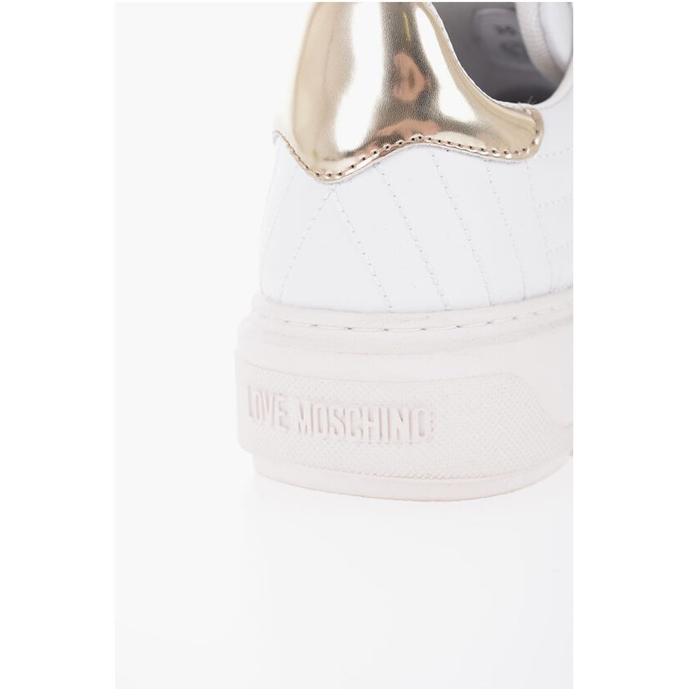 Moschino LOVE Quilted Leather BOLD40 Low-Top Sneakers with Golden Eff