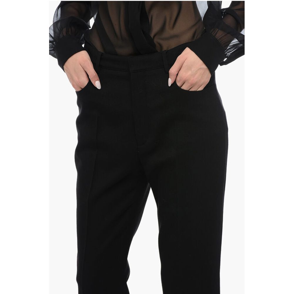 Saint Laurent Wool High-waisted Pants with Front Pleats