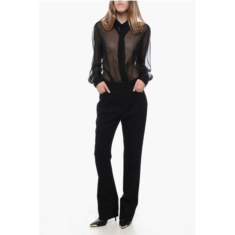 Saint Laurent Wool High-waisted Pants with Front Pleats