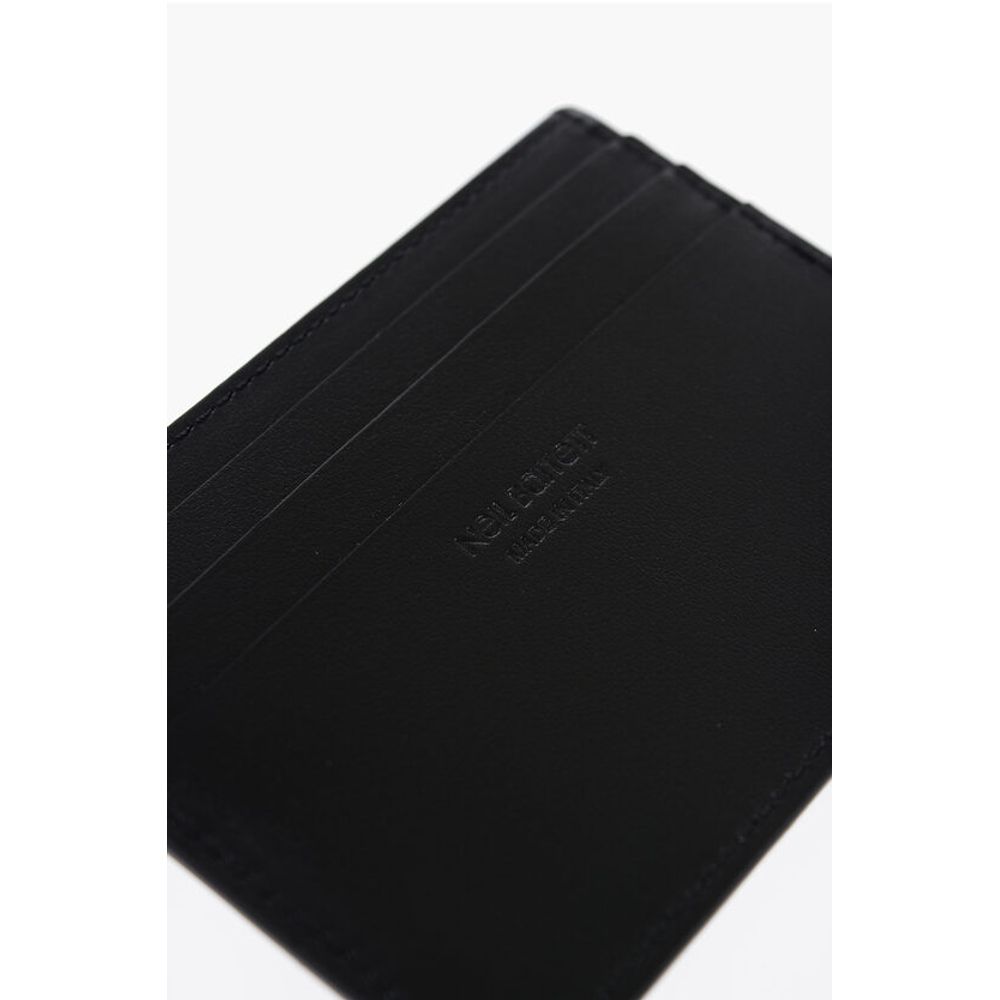 Neil Barrett Leather FAIR-ISLE THUNDERBOLT Card Holder with Contrast Prin