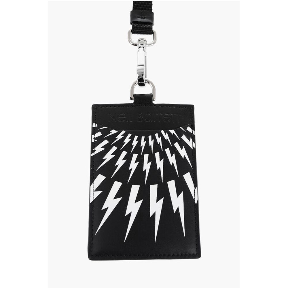 Neil Barrett Leather FAIR-ISLE THUNDERBOLT Badge Holder