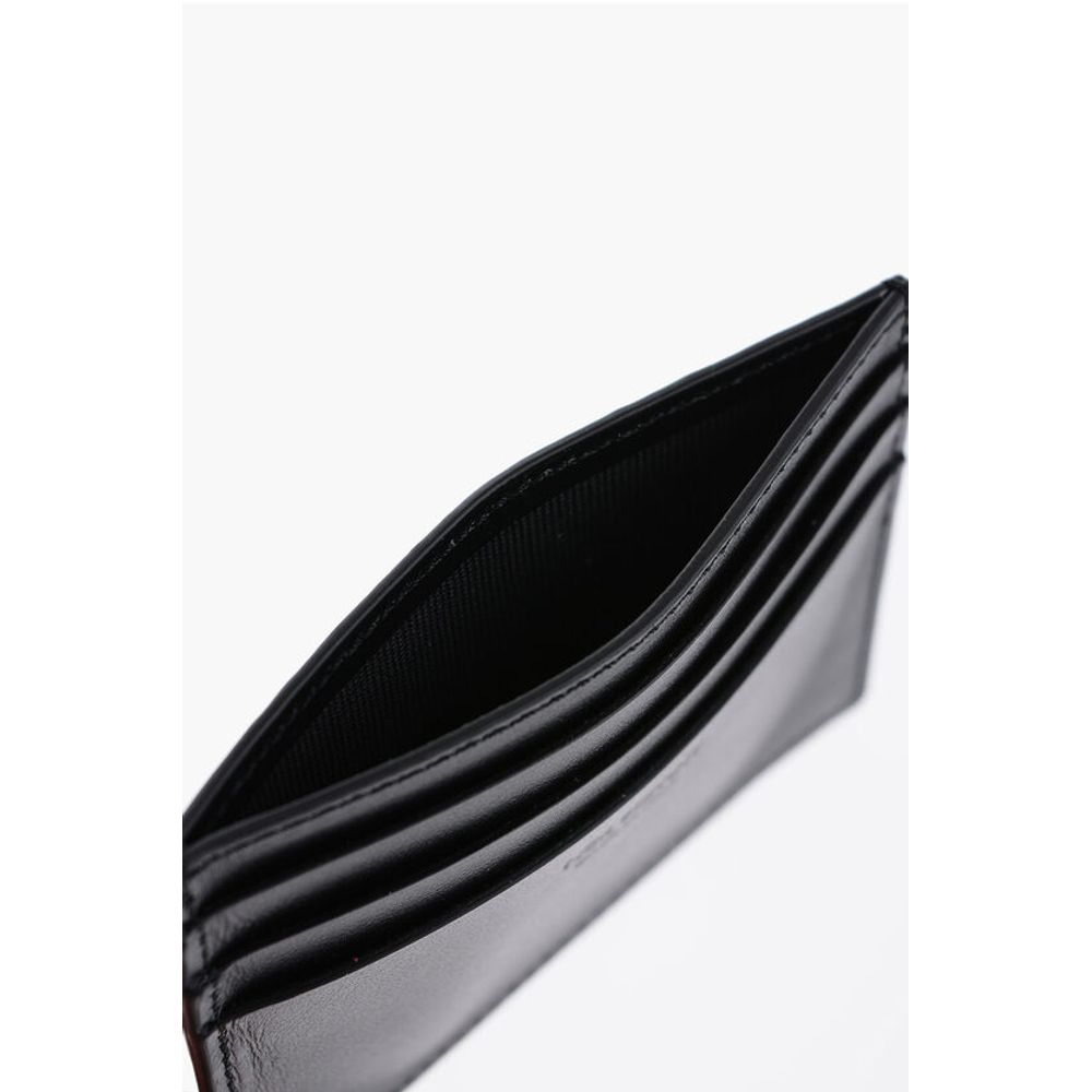 Neil Barrett Leather FAIR-ISLE THUNDERBOLT Card Holder with Contrast Prin