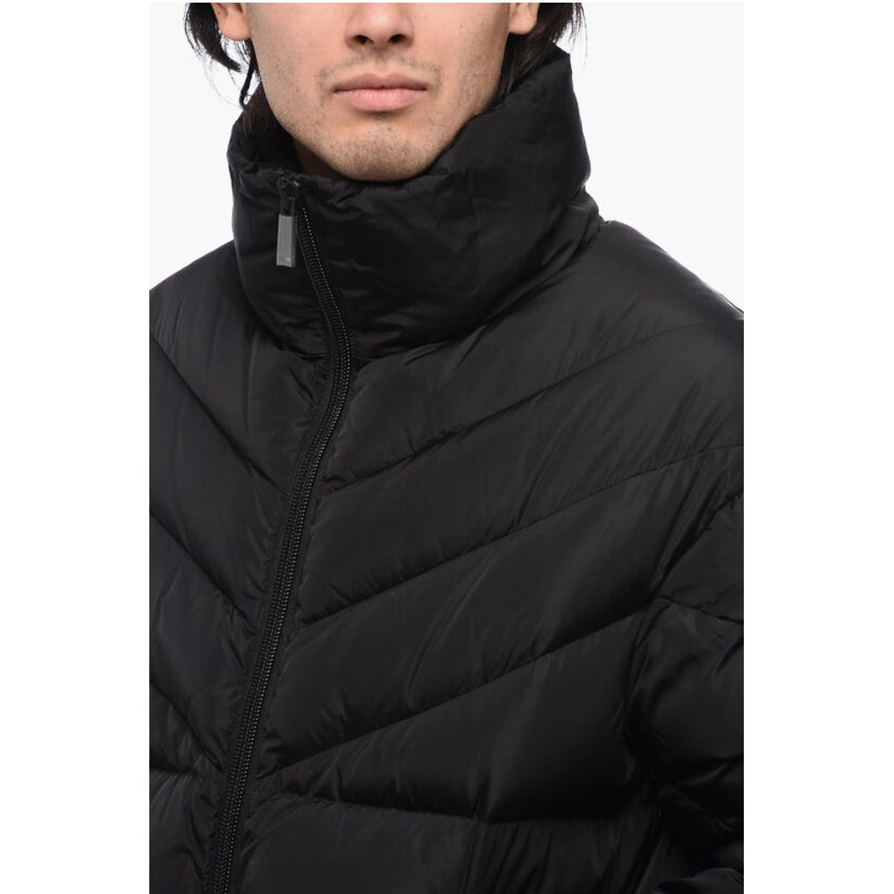 Dsquared² Solid Color Quilted Down Jacket with Contrasting Logo