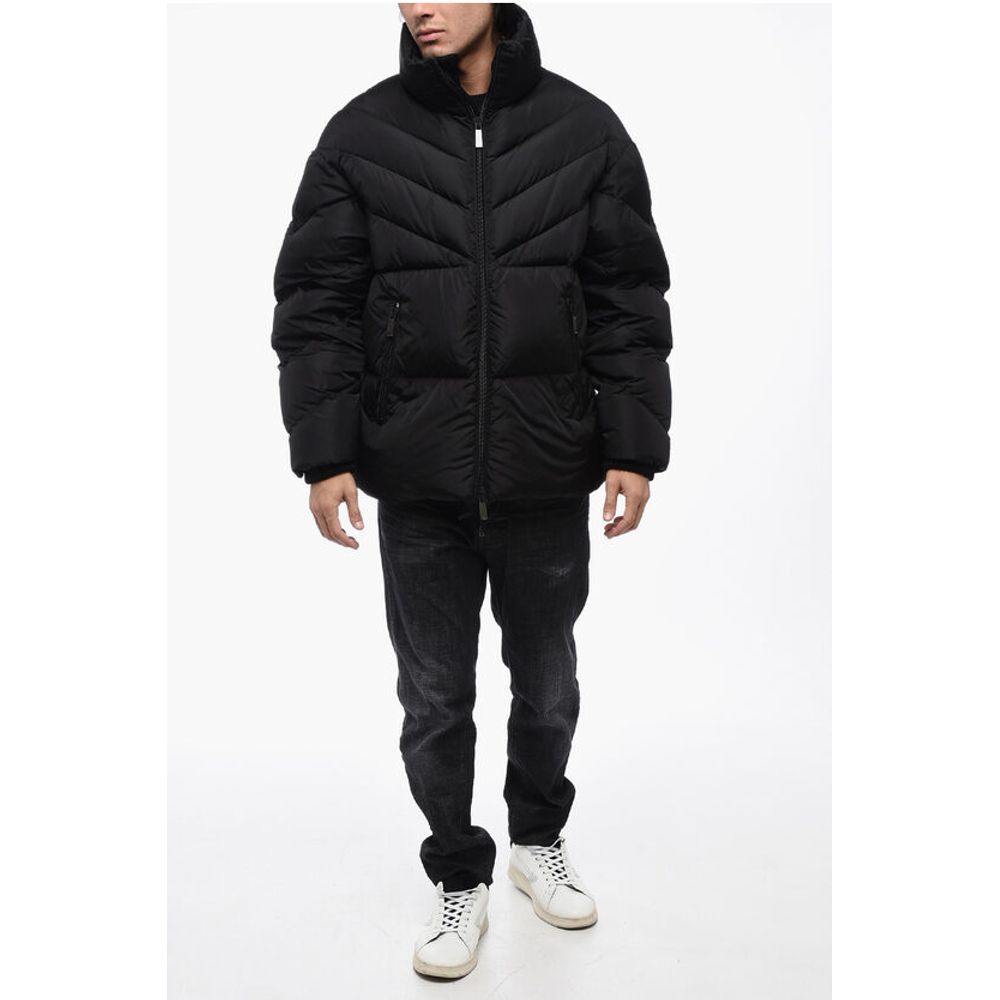 Dsquared² Solid Color Quilted Down Jacket with Contrasting Logo