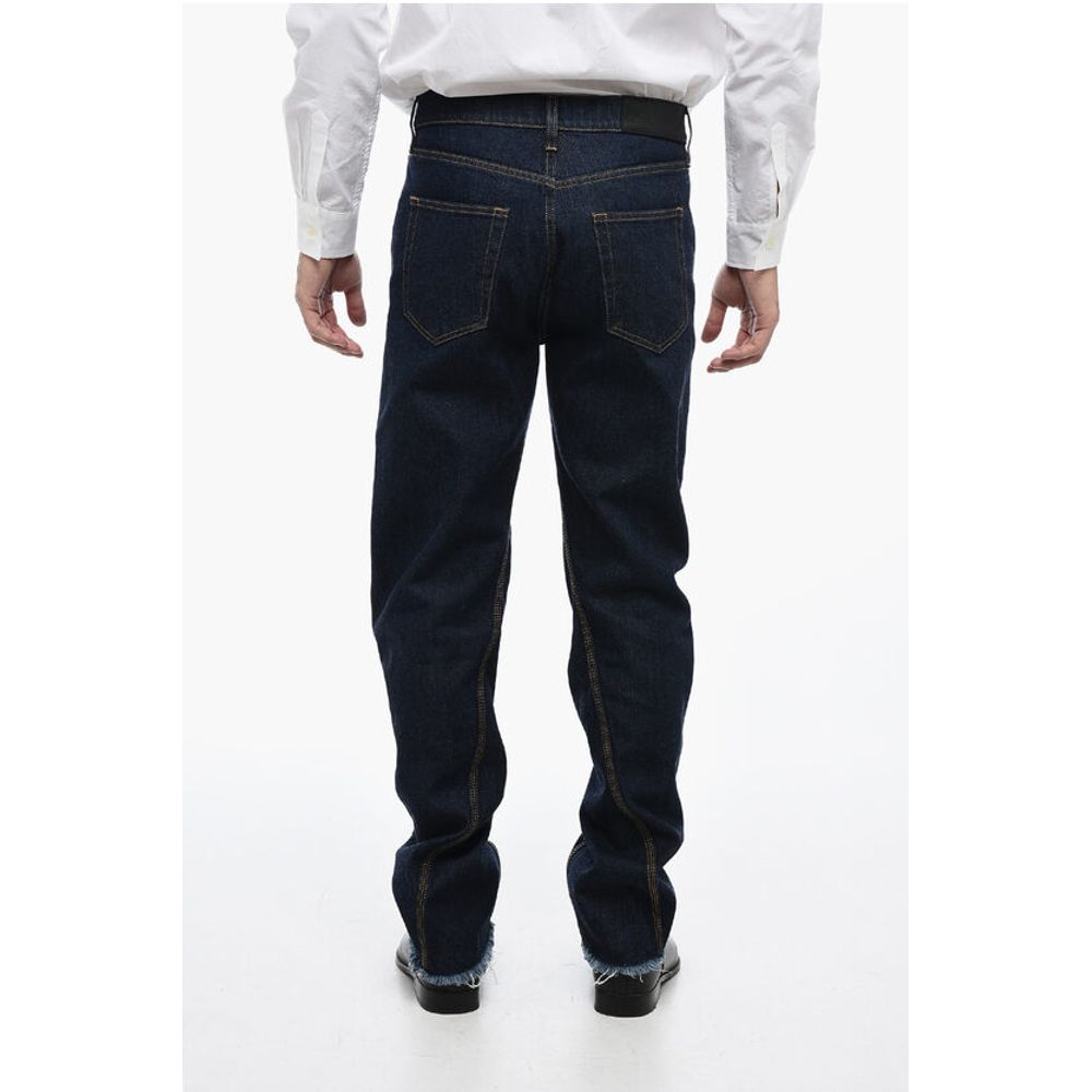 Lanvin Stitch Detailing Straight Fit Denims with Fringed Hem 21cm
