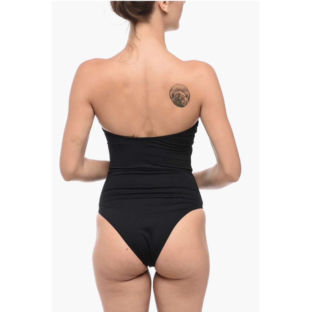 AllSaints Strapless TATUM One-Piece Swimsuit with Cut-Out Detail