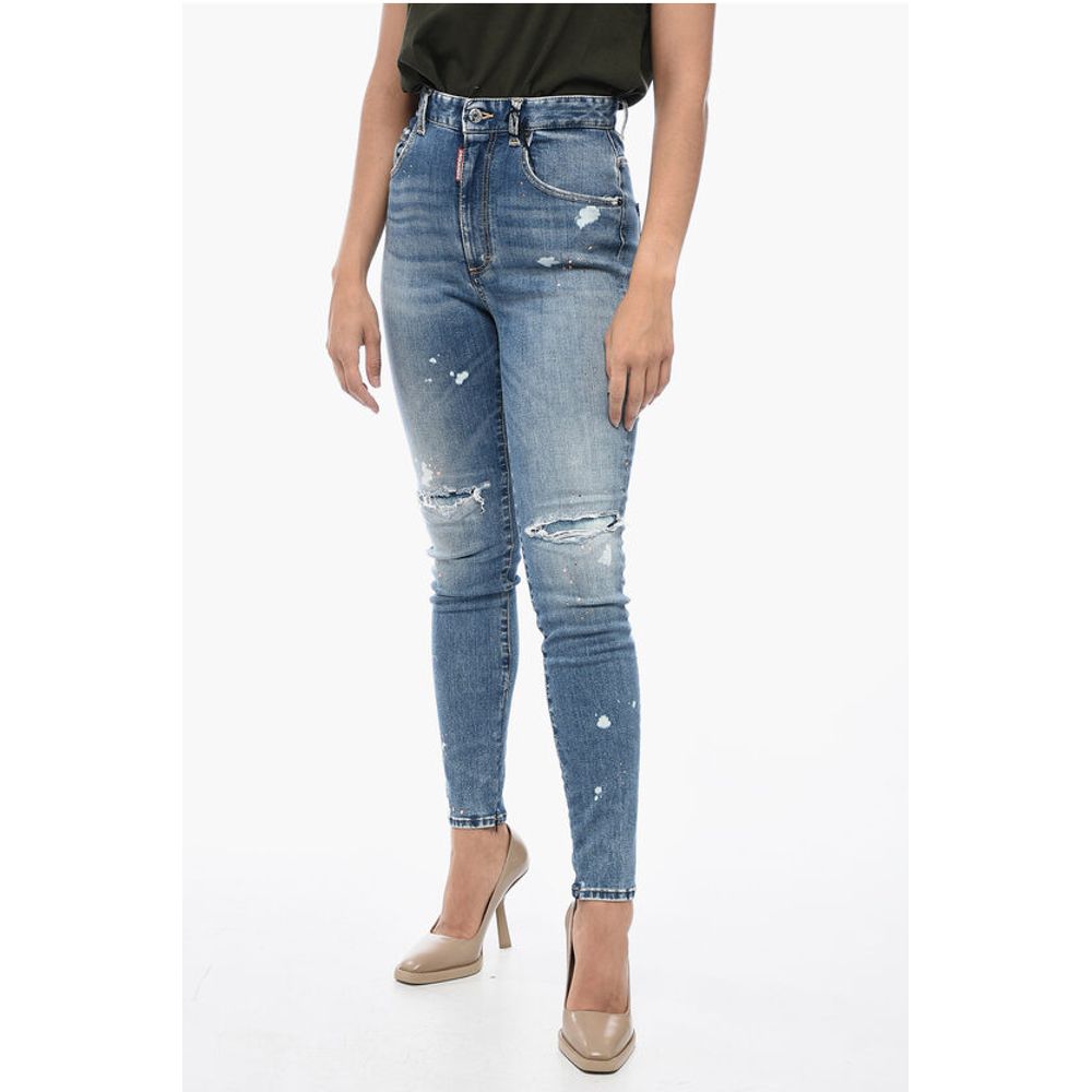 Dsquared² High Waisted Twiggy Denims with Aci-Wash Effect 12cm