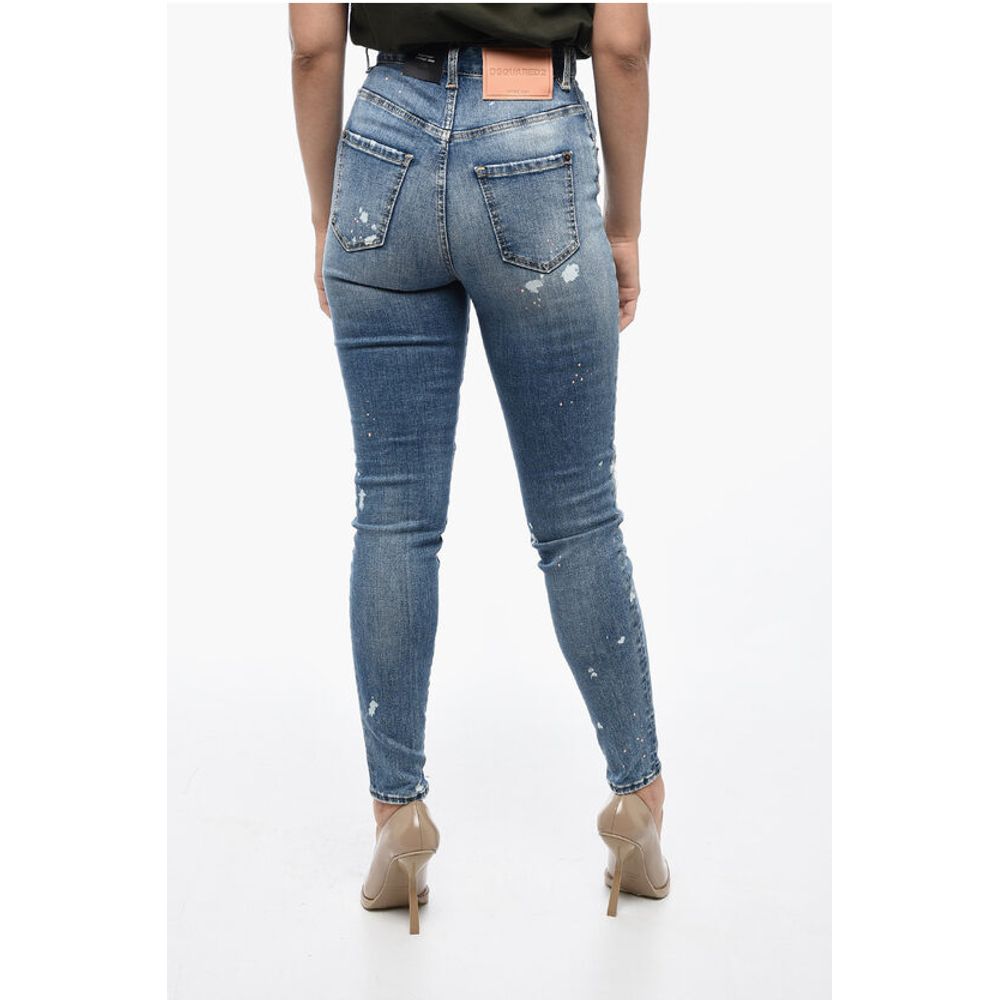 Dsquared² High Waisted Twiggy Denims with Aci-Wash Effect 12cm